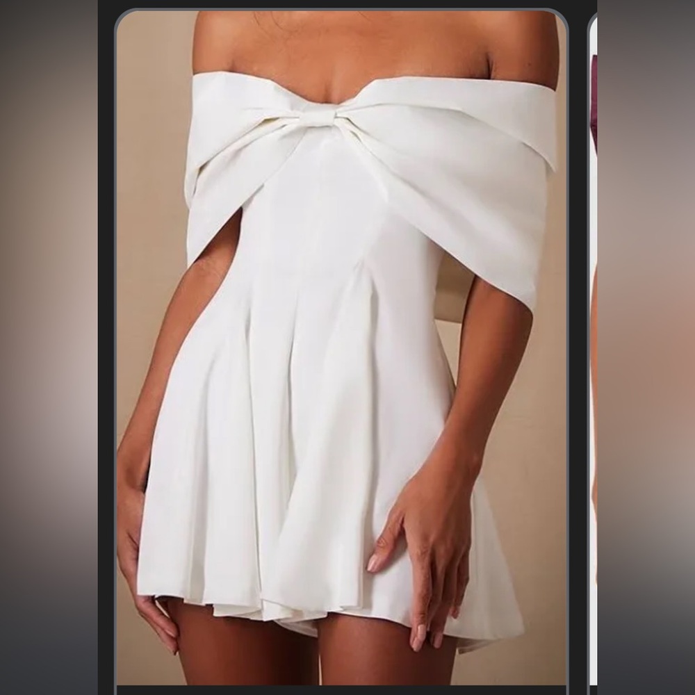 PrettyLittleThing White Off-Shoulder romper